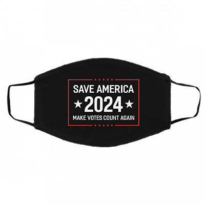 Save America 2024 Make Votes Count Again Washable Reusable Custom Printed Cloth Face Mask Cover, Black, Cloth Face Cover – Medium/Large
