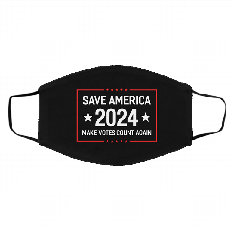 Save America 2024 Make Votes Count Again Washable Reusable Custom Printed Cloth Face Mask Cover, Black, Cloth Face Cover – Medium/Large
