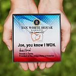 11VT. Joe You Know I Won Trump Interlocking Hearts Necklace