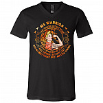 Personalized Ms Warrior, Black, V-Neck T-Shirt