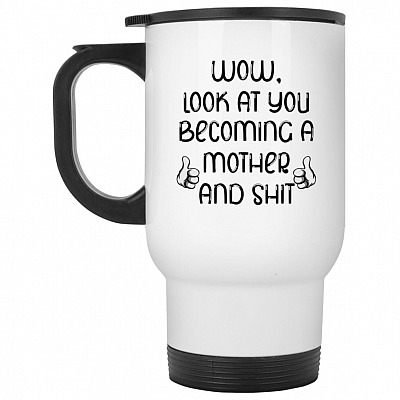 14 oz. White Travel Mug
