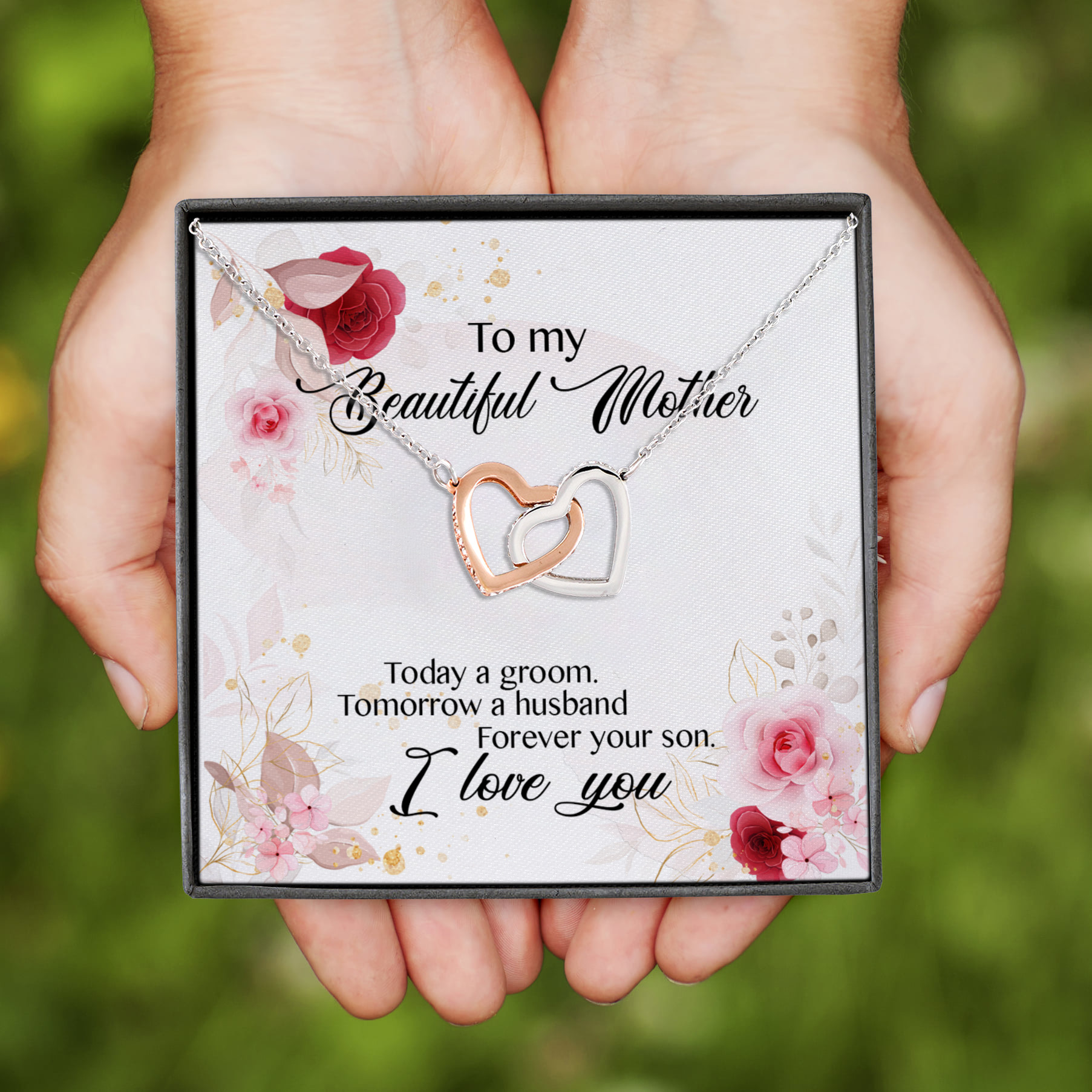 3HP. Beautiful Mother Interlocking Hearts Necklace