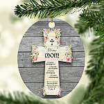 To My Loving Mom Decorative Christmas Ornament Keepsake - Holiday Flat Oval Ornament