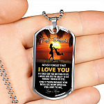 Mom to My Daughter Never Forget that I Love You if I Could Give You One Thing Dog Tag Pendant Necklace - Dog Tag (Silver)