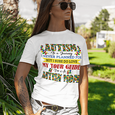 Alternative view of Autism Is A Journey I Never Planned For Autism Mom T-Shirt - V-Neck Tee