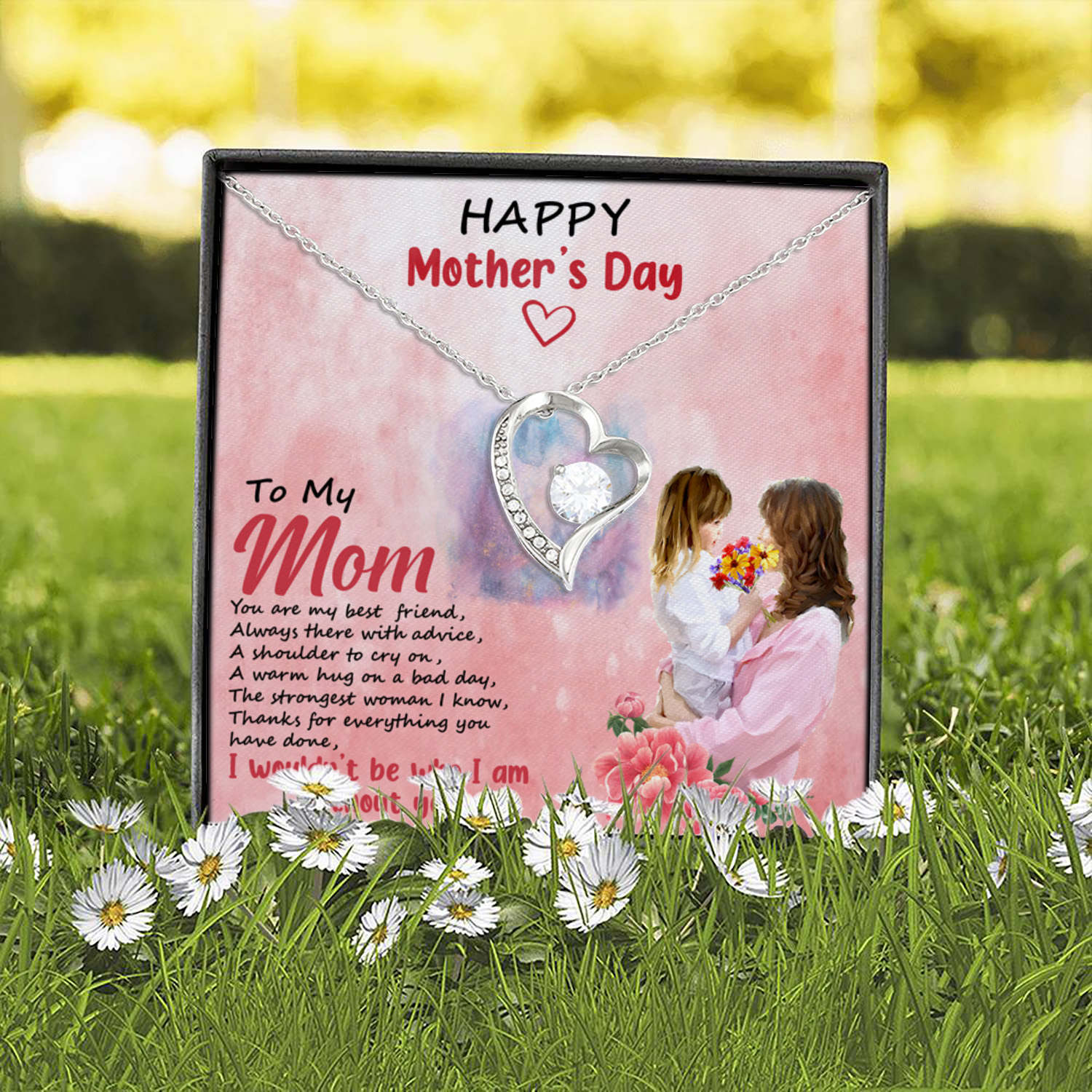 4UT. Mom Child Hugging (6) Forever Love Necklace (Silver) 2