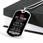 Shieldmaiden To My Viking You Are As Brave As Ragnar I Love You To Valhalla And Back Dog Tag Pendant Necklace - Dog Tag (Silver)