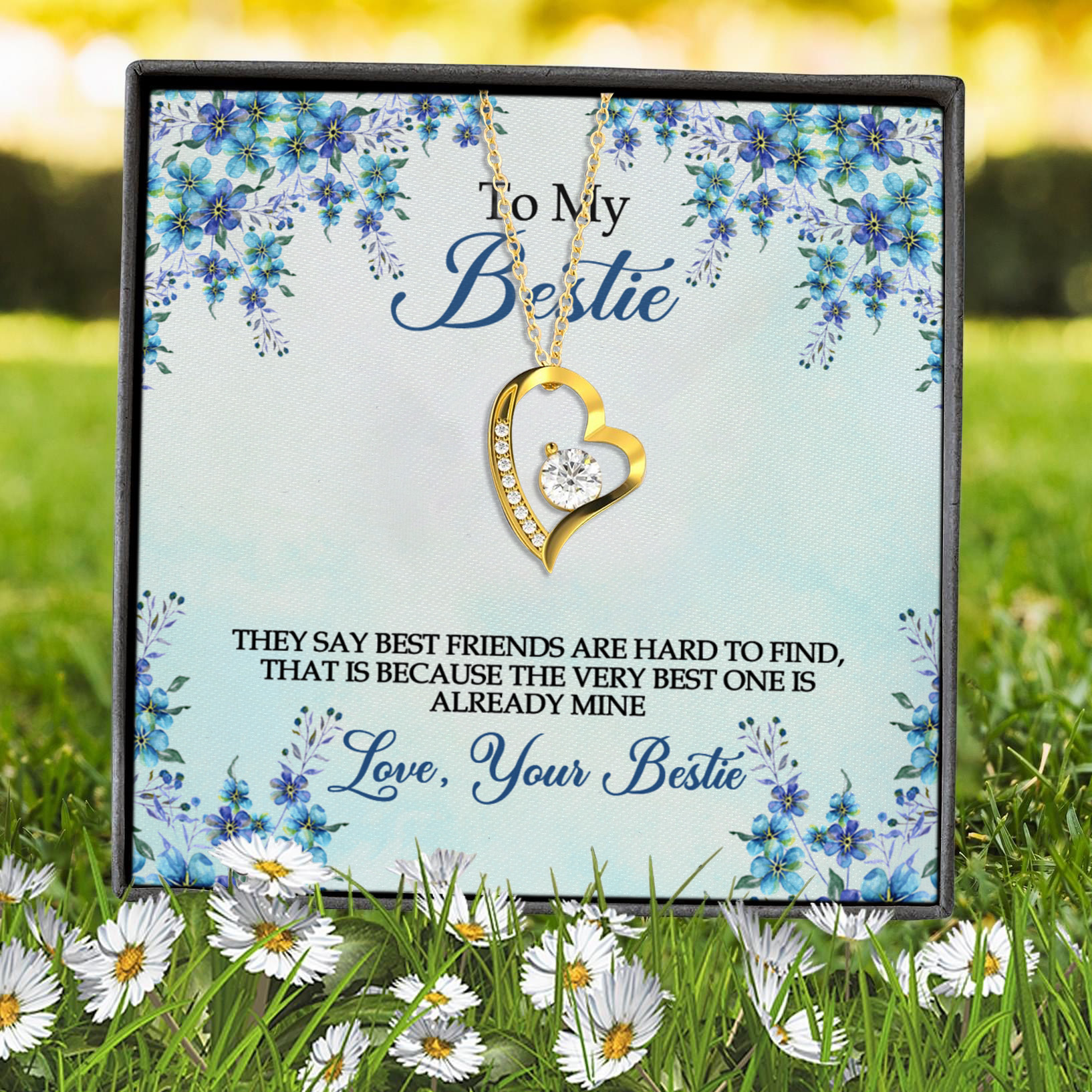 12VT. To My Bestie That Say Best Friends Forever Love Necklace (Gold) 7