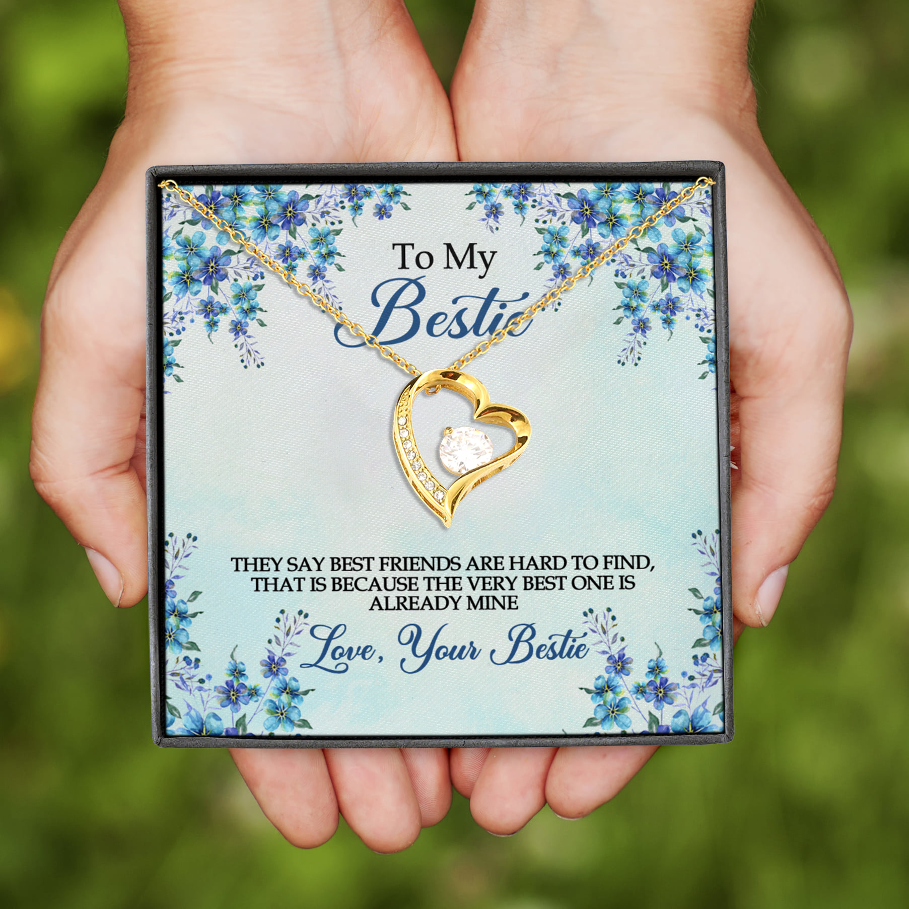 12VT. To My Bestie That Say Best Friends Forever Love Necklace (Gold)