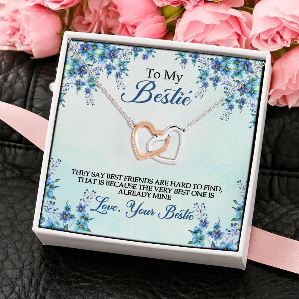 12VT. To My Bestie That Say Best Friends Interlocking Hearts Necklace 4