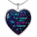 I'll Hold You In My Heart Until I Hold You In Heaven Memorial Beloved Dragonfly Galaxy Heart Pendant Necklace - Heart Luxury Necklace (Silver)