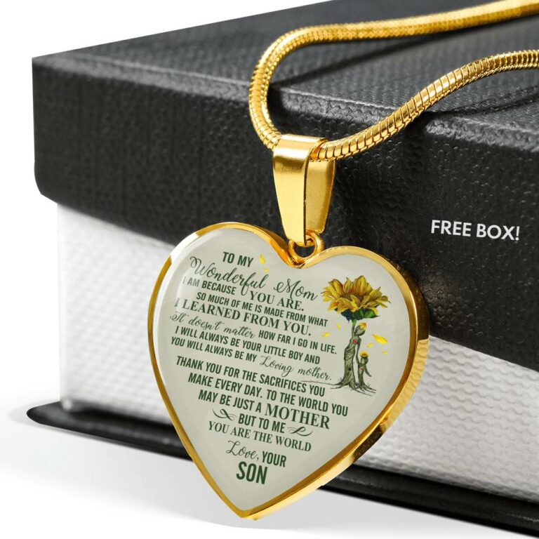 Son To My Wonderful Mom I Am Because You Are So Much Of Me Is Made From Heart Pendant Necklace - Heart Luxury Necklace (Gold Plated)