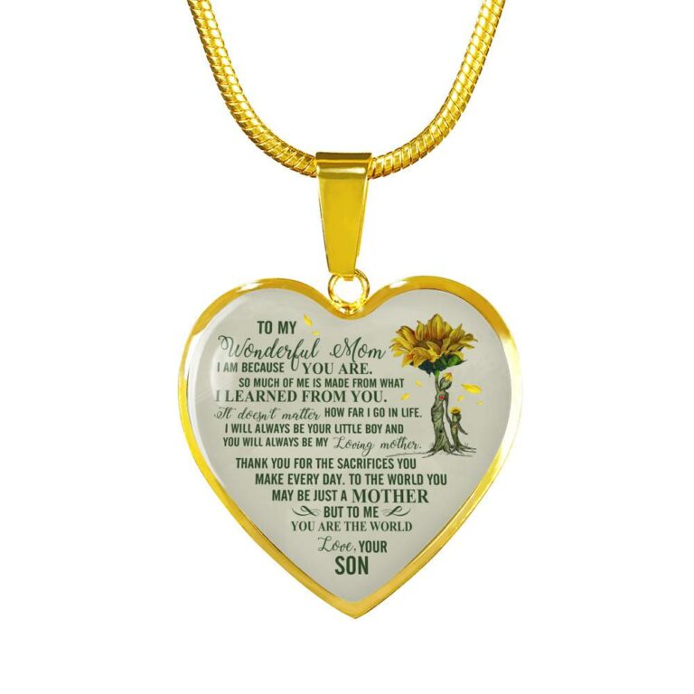 Son To My Wonderful Mom I Am Because You Are So Much Of Me Is Made From Heart Pendant Necklace - Heart Luxury Necklace (Gold Plated)