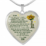 Son To My Wonderful Mom I Am Because You Are So Much Of Me Is Made From Heart Pendant Necklace - Heart Luxury Necklace (Silver)