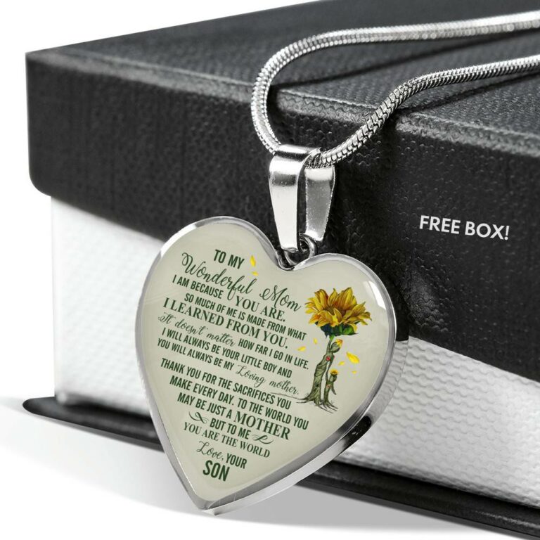 Son To My Wonderful Mom I Am Because You Are So Much Of Me Is Made From Heart Pendant Necklace - Heart Luxury Necklace (Silver)