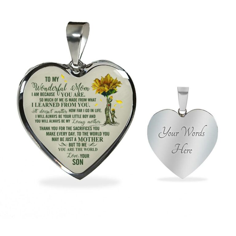 Son To My Wonderful Mom I Am Because You Are So Much Of Me Is Made From Heart Pendant Necklace - Heart Luxury Necklace (Silver)