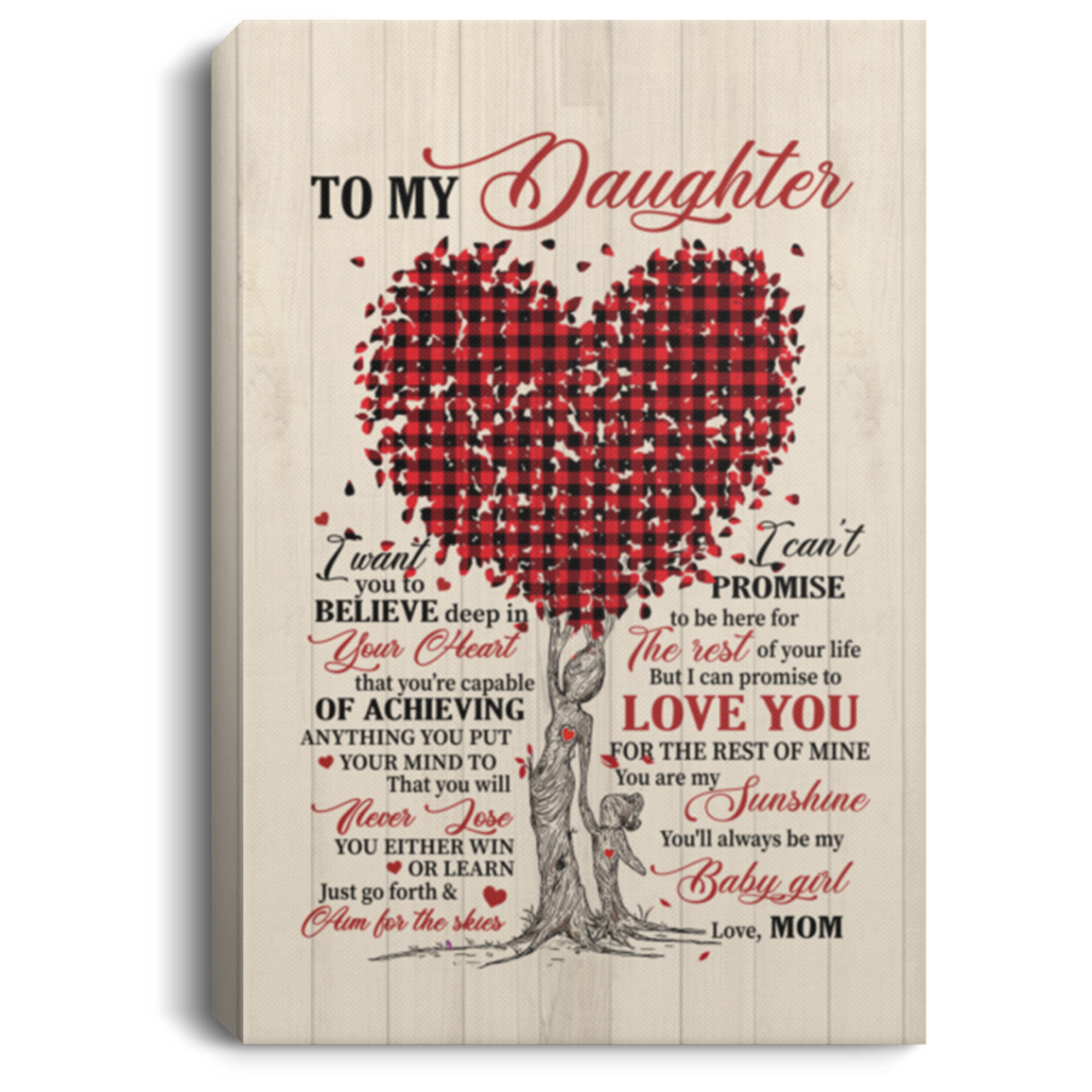 Tree to My Daughter I Want You to Believe Deep in Your Heart Gallery Wrapped Framed Canvas Prints - Unframed Poster - Home Decor Wall Art, White, 0.75'' Framed Canvas Tree to My Daughter I Want You to Believe Deep in Your Heart Gallery Wrapped Framed Canvas Prints - Unframed Poster - Home Decor Wall Art, White, 0.75'' Framed Canvas