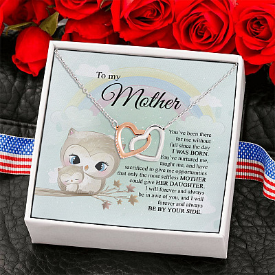 To My Mother You've Been There For Me Interlocking Hearts Pendant Necklace