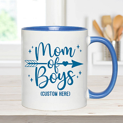 Alternative view of Personalized Mom Of Boys Accent Coffee Mug - Mother Son Gifts