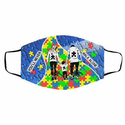 Autism mask, White, Cloth Face Cover – Medium/Large