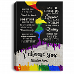 Personalized I Choose You To Do Life With Hand In Hand Side By Side LGBT Pride Framed Canvas Prints - Unframed Poster, White, 0.75'' Framed Canvas