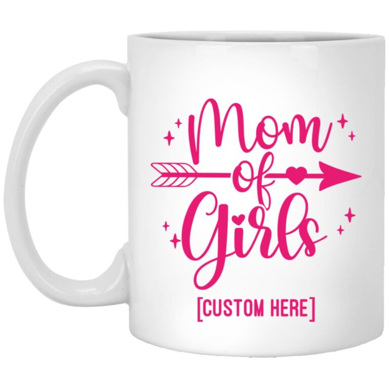 Personalized Mom Of Girls, White, 11 oz. White Mug
