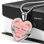 It Takes Someone Special To Be A Step Mum Thank You For Being Mine Heart Pendant Necklace - Heart Luxury Necklace (Silver)