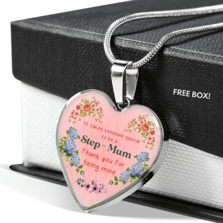 It Takes Someone Special To Be A Step Mum Thank You For Being Mine Heart Pendant Necklace - Heart Luxury Necklace (Silver)