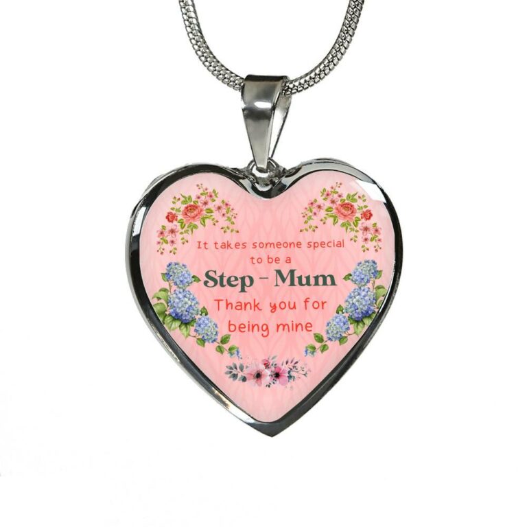 It Takes Someone Special To Be A Step Mum Thank You For Being Mine Heart Pendant Necklace - Heart Luxury Necklace (Silver)