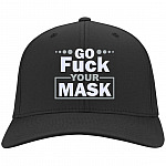 Go Fuck Your Mask Funny Twill Cap, Black, Twill Cap