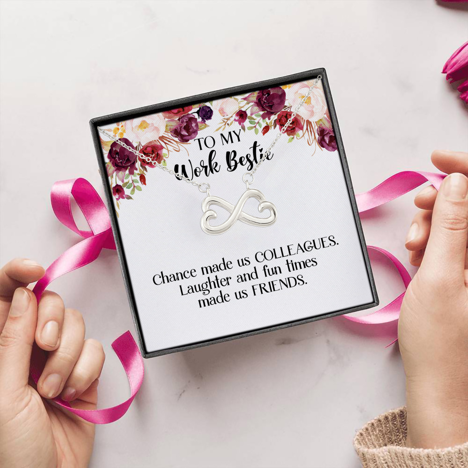 35 HG. To My Work Bestie (4) copy Infinity Heart Necklace (Silver) 5