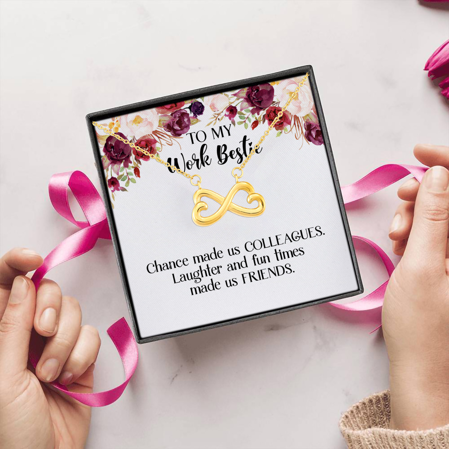 35 HG. To My Work Bestie (4) copy Infinity Heart Necklace (Gold) 5