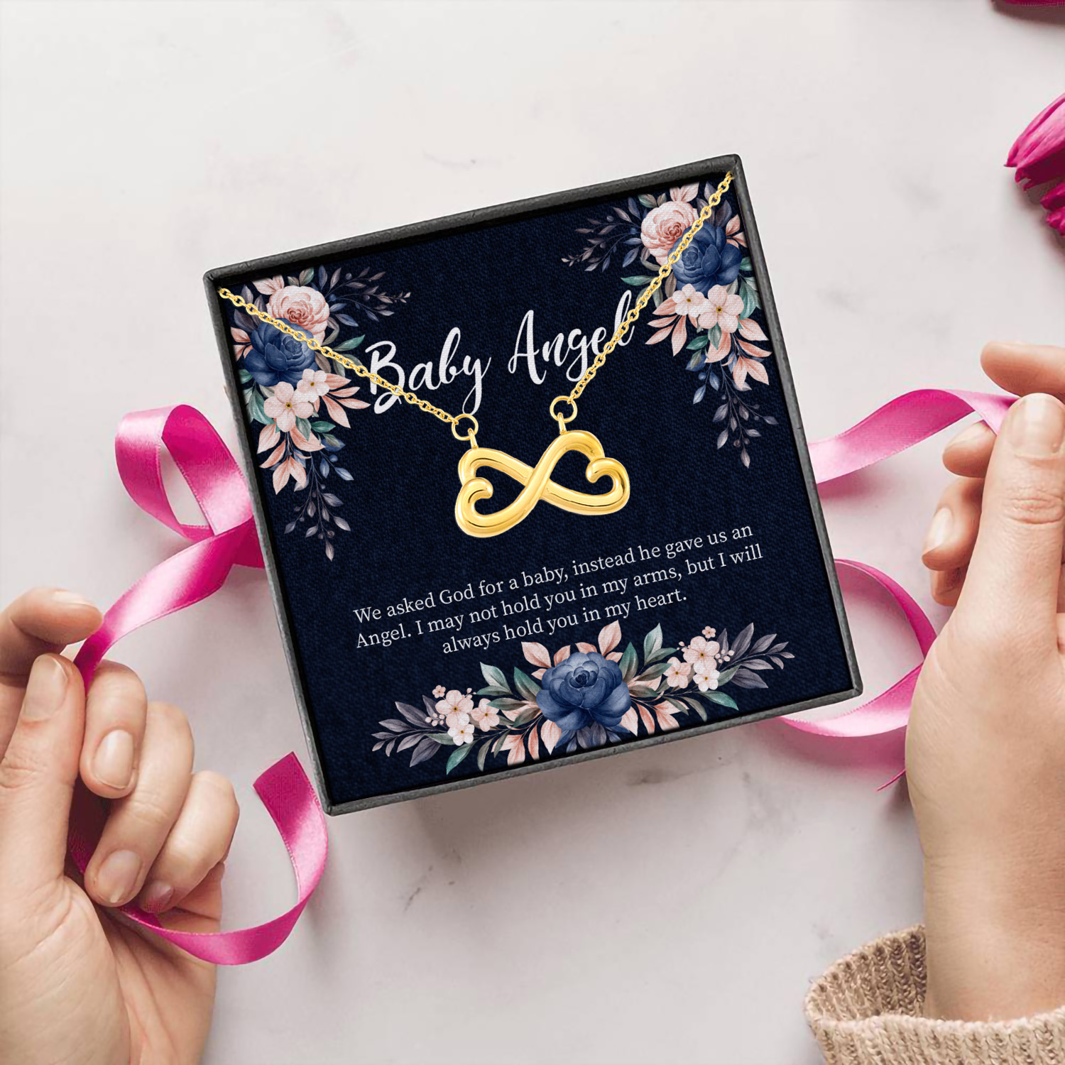 58 HG. Baby Angel (4) Infinity Heart Necklace (Gold) 5