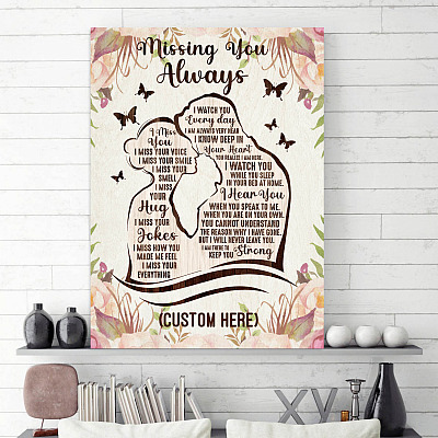 Alternative view of Missing You Always Personalized Couple Name Memorial Gallery Wrapped Framed Canvas Prints - Unframed Poster