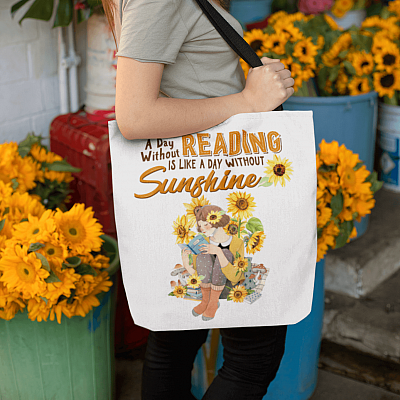 Alternative view of A Day Without Reading Is Like A Day Without Sunshine All Over Print Tote - Shoulder Bag