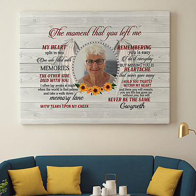 Alternative view of Personalized Photo the Moment That You Left Me My Heart Split in Two Wrapped Framed Canvas Prints - Unframed Poster