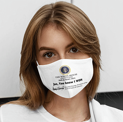Alternative view of Funny Joe You Know I Won Trump Note Election 2021 Washable Reusable Custom Printed Cloth Face Mask Cover