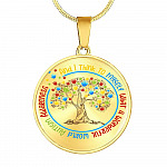 Autism Awareness And I Think To MySelf Circle Pendant Necklace - Autism Awareness Gifts - Circle Luxury Necklace (Gold Plated)