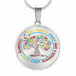 Autism Awareness And I Think To MySelf Circle Pendant Necklace - Autism Awareness Gifts - Circle Luxury Necklace (Silver)