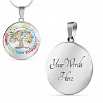 Autism Awareness And I Think To MySelf Circle Pendant Necklace - Autism Awareness Gifts - Circle Luxury Necklace (Silver)