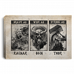 Viking Brave as Ragnar Wise as Odin Gallery Wrapped Framed Canvas Prints - Unframed Poster - Home Decor Wall Art, White, 0.75'' Framed Canvas