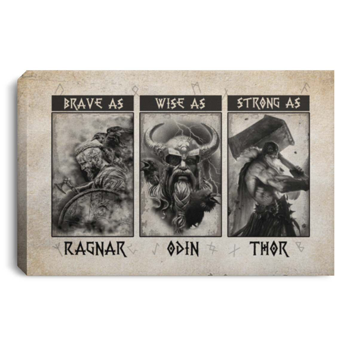Viking Brave as Ragnar Wise as Odin Gallery Wrapped Framed Canvas Prints - Unframed Poster - Home Decor Wall Art, White, 0.75'' Framed Canvas Viking Brave as Ragnar Wise as Odin Gallery Wrapped Framed Canvas Prints - Unframed Poster - Home Decor Wall Art, White, 0.75'' Framed Canvas