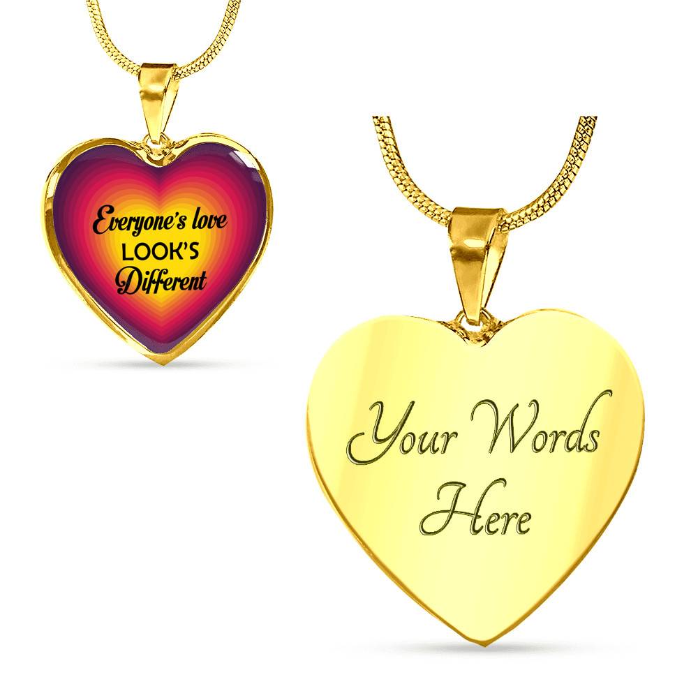 Everyone's Love Looks Different Heart Pendant Necklace - Heart Luxury Necklace (Gold Plated)