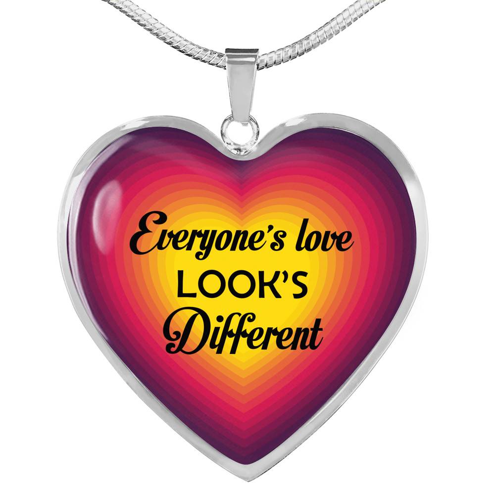 Everyone's Love Looks Different Heart Pendant Necklace - Heart Luxury Necklace (Silver)