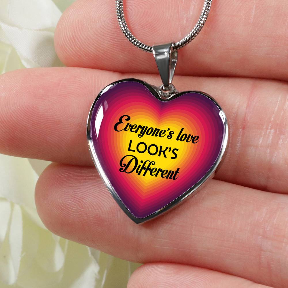 Everyone's Love Looks Different Heart Pendant Necklace - Heart Luxury Necklace (Silver)