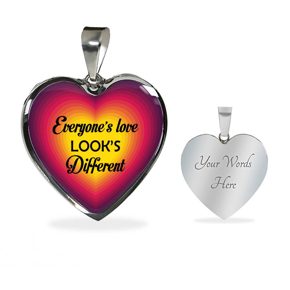 Everyone's Love Looks Different Heart Pendant Necklace - Heart Luxury Necklace (Silver)