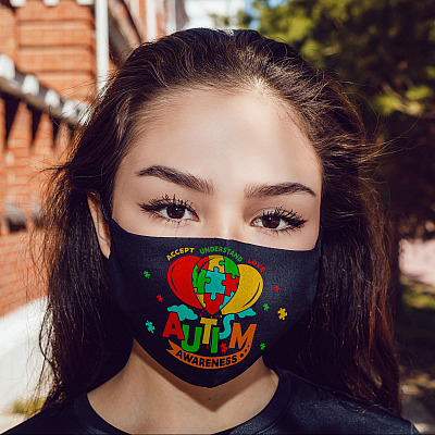 Alternative view of Autism Awareness Day 2021 Accept Understand Love Washable Reusable Printed Cloth Face Mask Cover