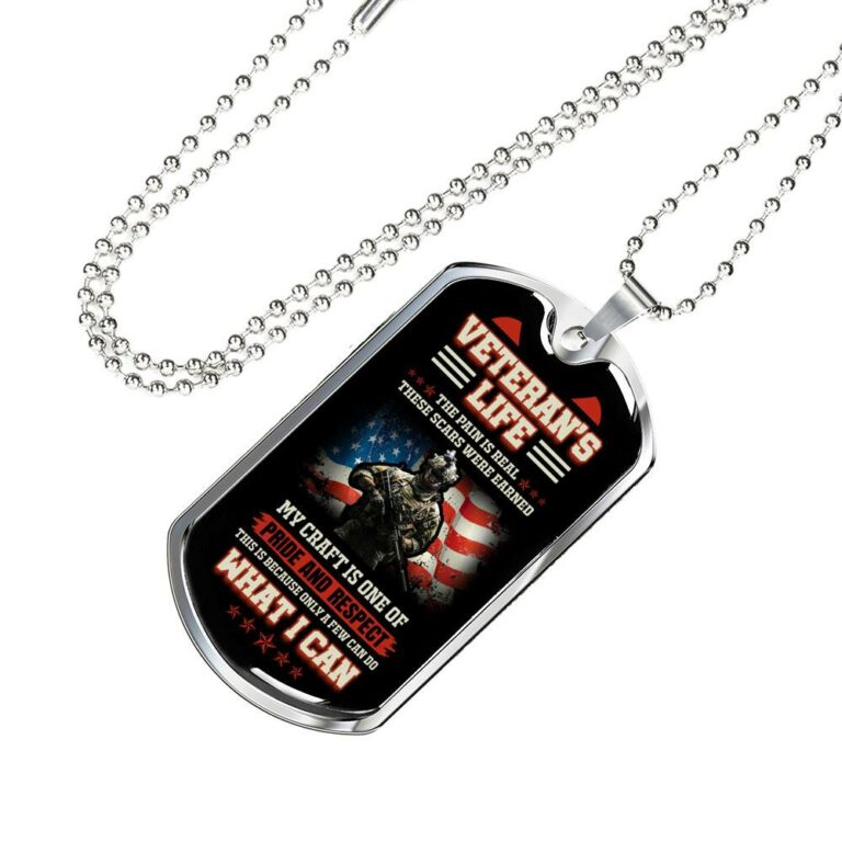 Veteran's Life the Pain Is Real These Scars Were Earned Dog Tag Pendant Necklace - Dog Tag (Silver)