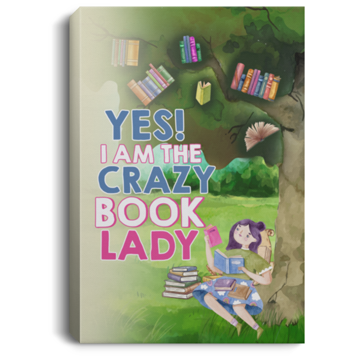 Yes I Am The Crazy Book Lady Framed Canvas Prints - Unframed Poster - Funny Book Lover Home Decor Wall Art, White, 0.75'' Framed Canvas Yes I Am The Crazy Book Lady Framed Canvas Prints - Unframed Poster - Funny Book Lover Home Decor Wall Art, White, 0.75'' Framed Canvas