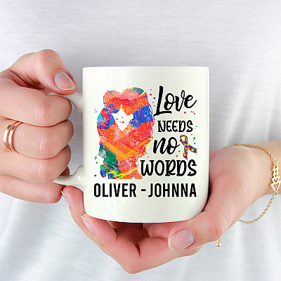 Alternative view of Personalized Autism Son Love Needs No Words - Gift for Autism Mom Ceramic Coffee Mug